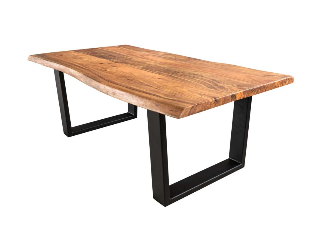 Table basse en bois d'acacia massif bords irréguliers de 120cm