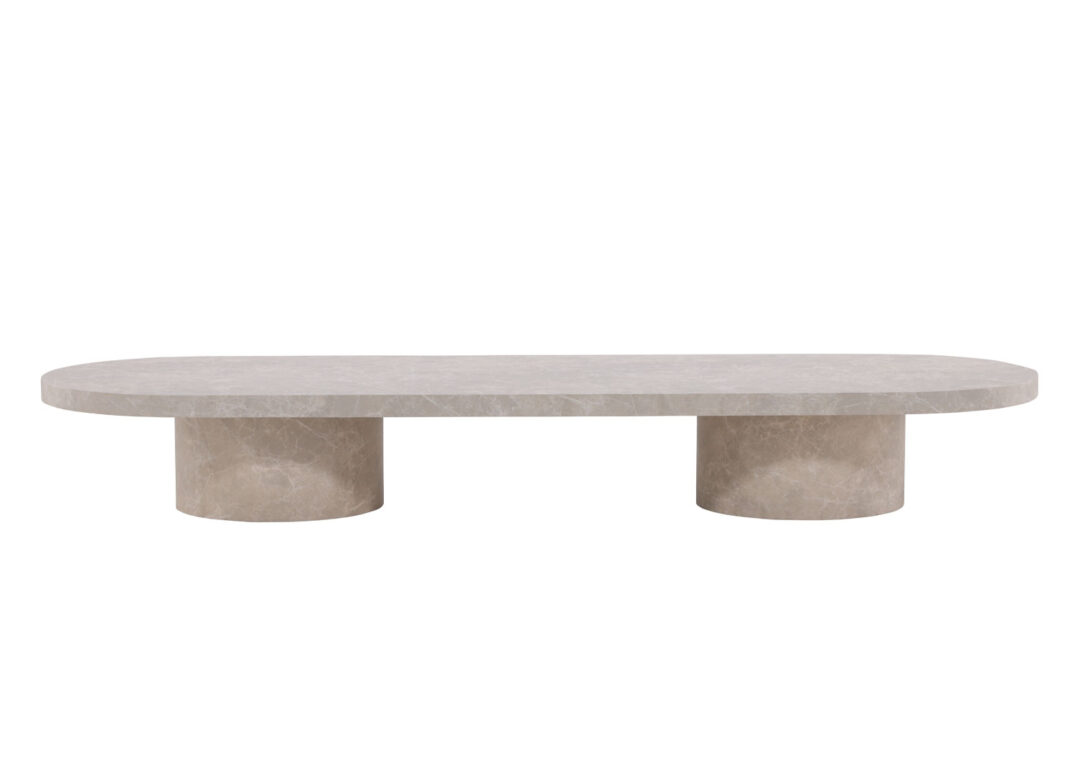 Table basse ovale de 190cm aspect marbre beige