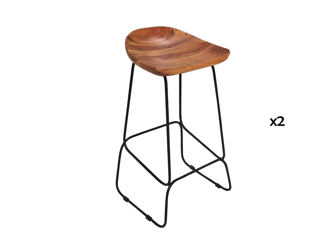 Tabouret en bois d'acacia massif naturel