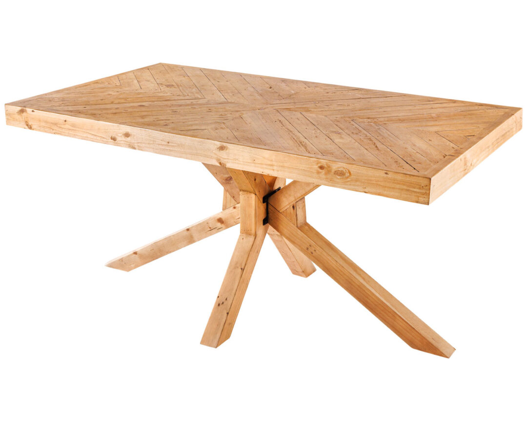 table en bois de pin effet mosaïque massif