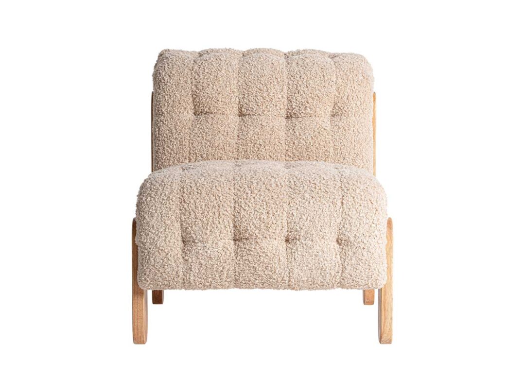 Fauteuil en tissu bouclé beige