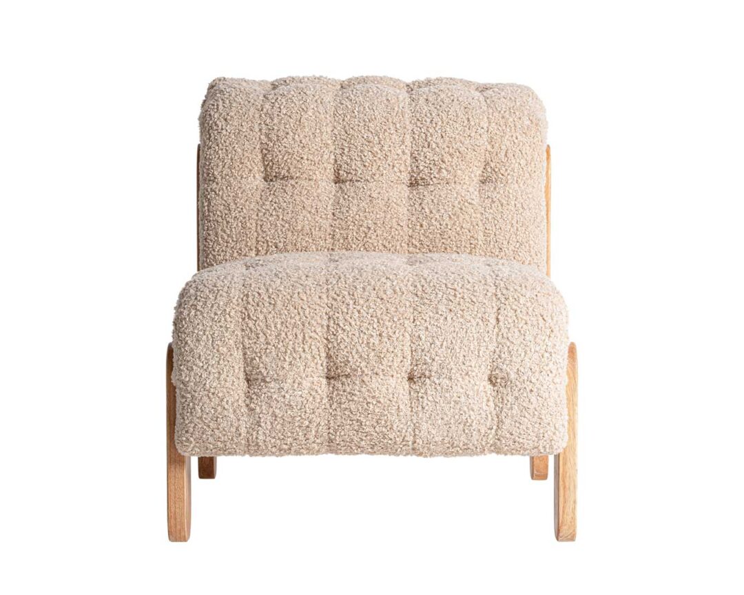 Fauteuil en tissu bouclé beige