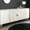 Buffet blanc et bois aspect soleil moderne 180cm