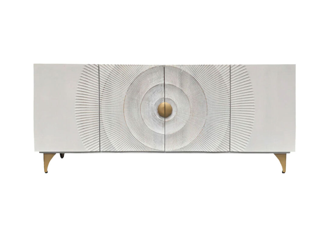 Buffet blanc et bois aspect soleil moderne 180cm