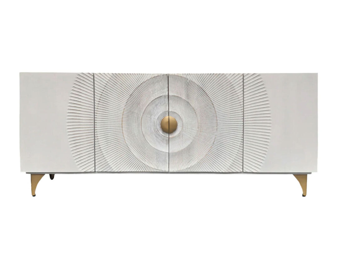 Buffet blanc et bois aspect soleil moderne 180cm