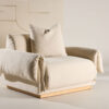 Fauteuil en lin beige 120cm