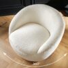 Fauteuil en tissu bouclette blanc rotatif à 360°