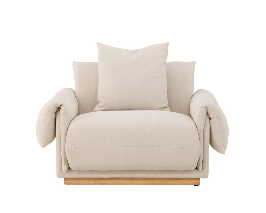 Fauteuil en lin beige 120cm