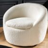 Fauteuil en tissu bouclette blanc rotatif à 360°