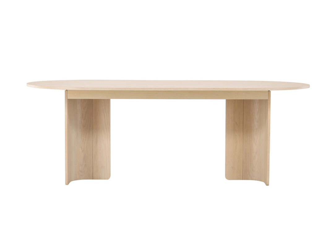 Table de salle à manger ovale de 220cm aspect chêne blanchi