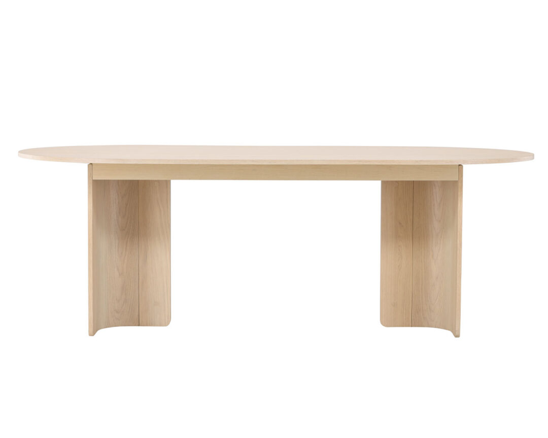 Table de salle à manger ovale de 220cm aspect chêne blanchi