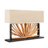 Lampe de table en bois massif et lin beige