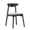 Lot de 2 chaises de salle à manger noir et tissu beige