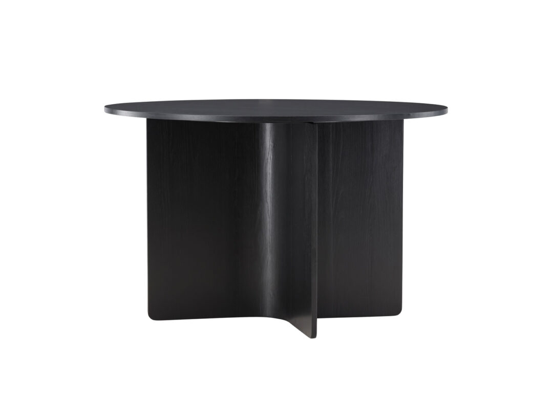 Table à manger ronde 120cm aspect bois noir