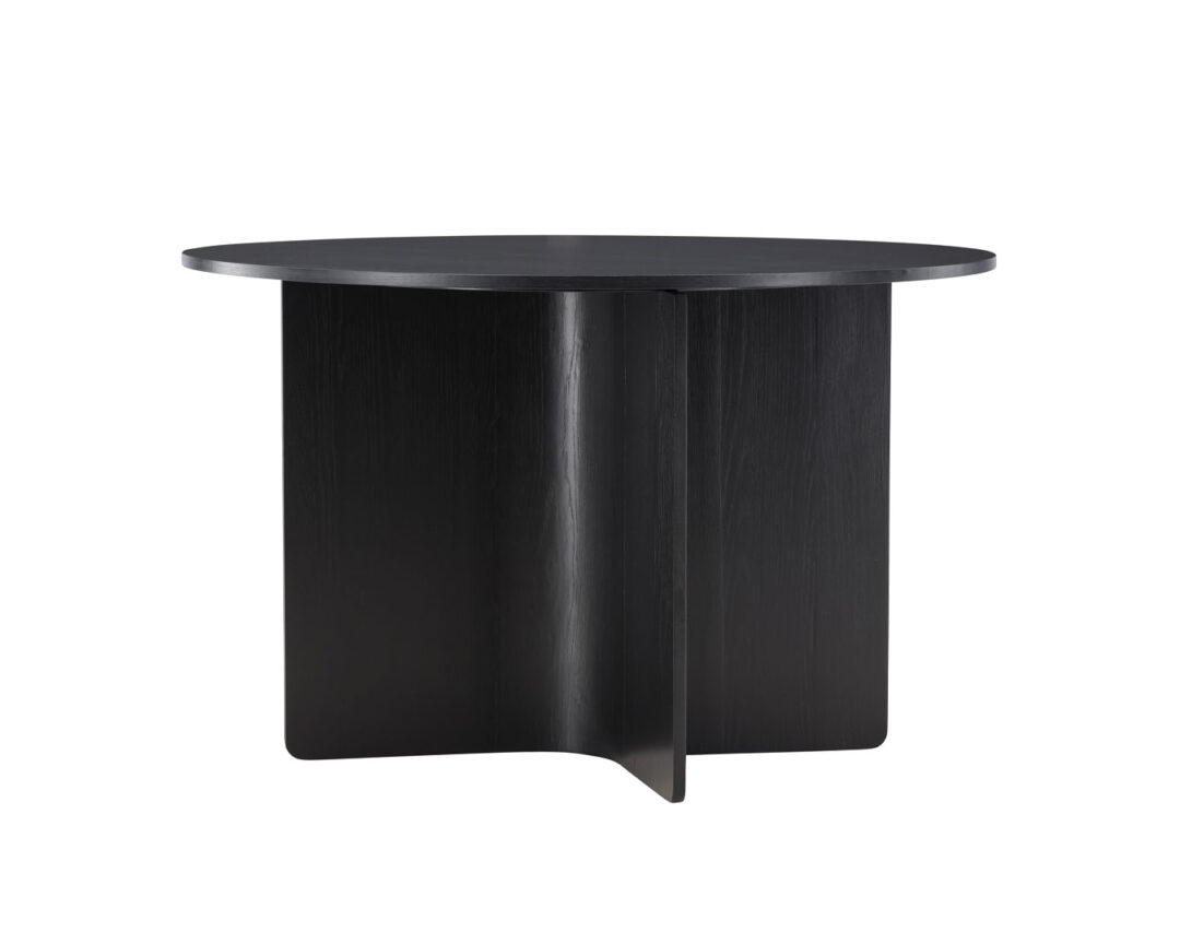 Table à manger ronde 120cm aspect bois noir