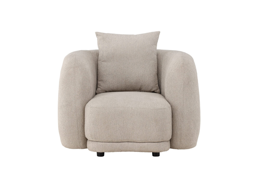 Fauteuil de salon 1 place en tissu bouclé beige foncé