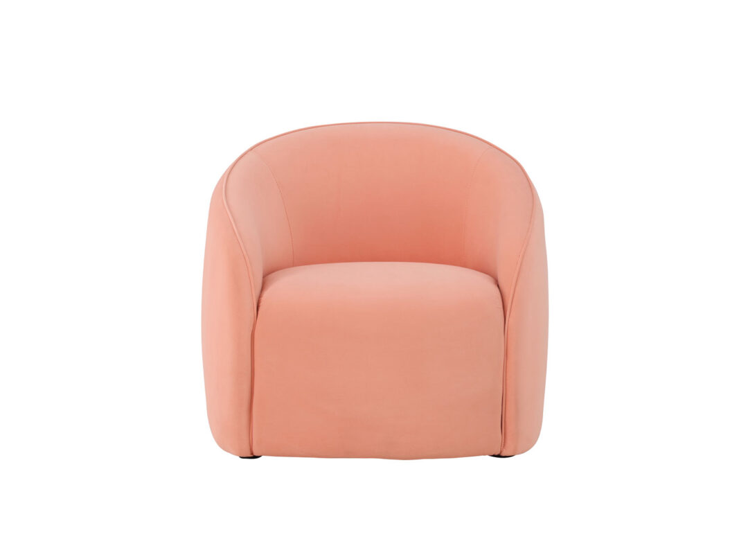 Fauteuil de salon rose pêche en tissu microfibre