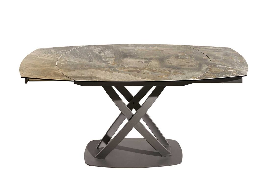 Table de repas ovale aspect marbre taupe