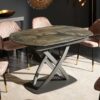 Table de repas ovale aspect marbre taupe