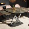 Table de repas ovale aspect marbre taupe