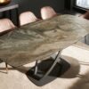 Table de repas ovale aspect marbre taupe