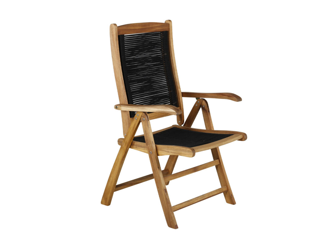 Chaise de jardin en bois et corde noir