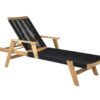 Chaise longue bois et corde noir avec dossier rabattable