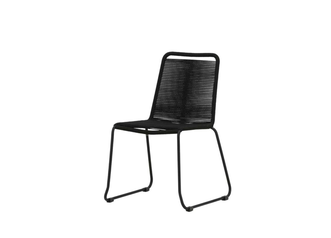 Lot de 2 chaises de jardin en métal noir et corde tressées