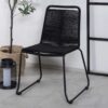 Lot de 2 chaises de jardin en métal noir et corde tressées