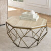 Table basse octogonale en travertin beige