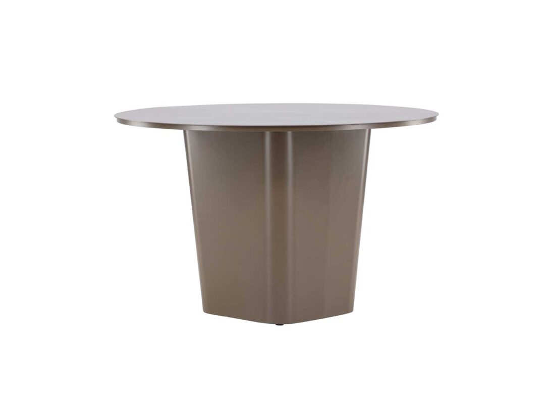 Table de jardin ronde en aluminium brun