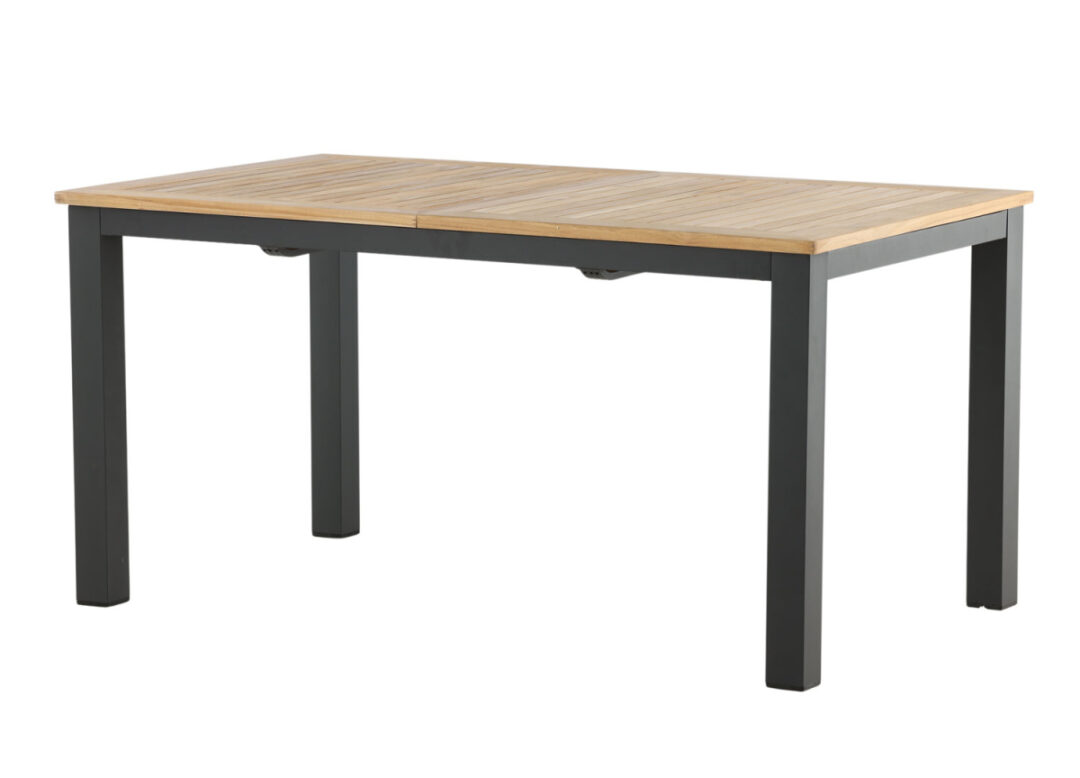 Table de jardin extensible en bois de teck et métal noir